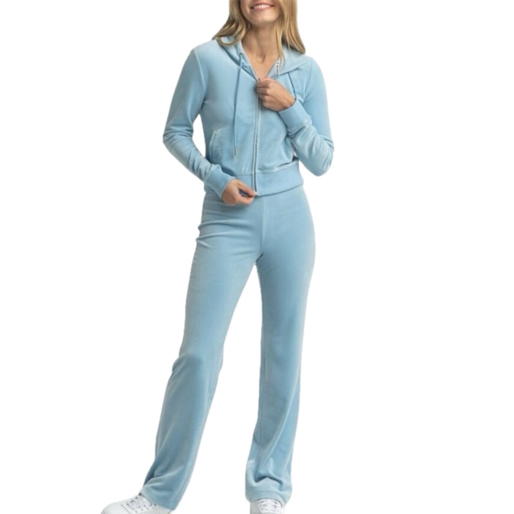 NWT Juicy Couture Velour Track Suit Pants Hooded Jacket Bling Sz Large New $199 - Picture 7 of 16